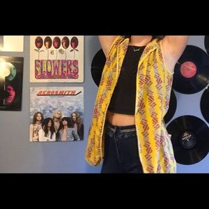Yellow patterned retro vest